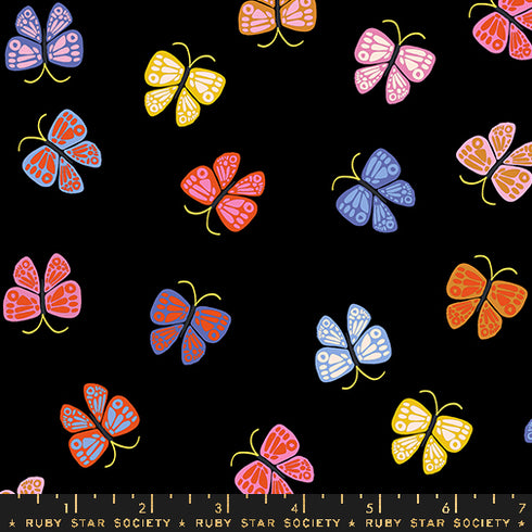 Ooh Lucky Lucky Butterflies in Black RS4115 16 - Ruby Star Society Sold by the Half Yard